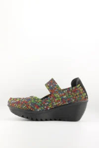 Bernie Mev Woven Mary Jane Wedge with Hook and Loop Closure and Comfort Sole