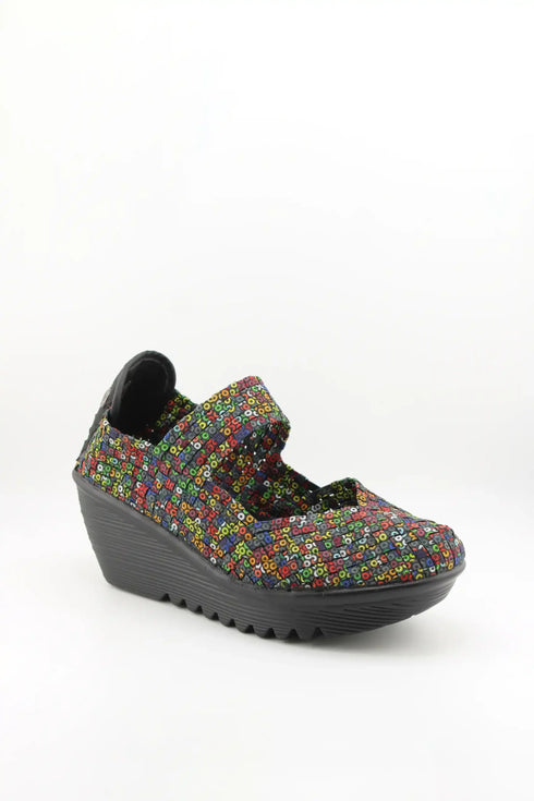 Bernie Mev Woven Mary Jane Wedge with Hook and Loop Closure and Comfort Sole