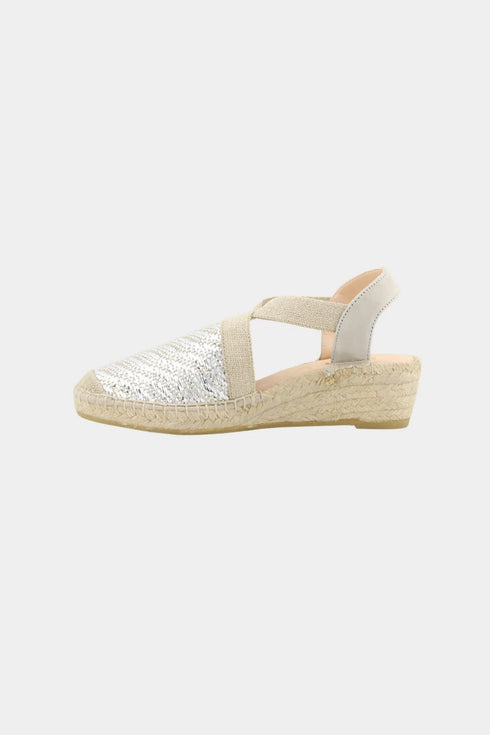 Maypol Criss-Cross Woven Espadrille Wedge with Elastic Slingback