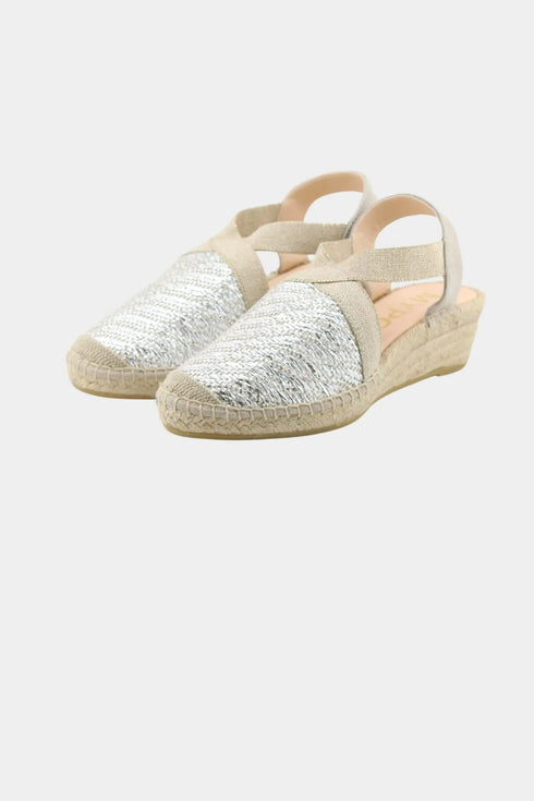 Maypol Criss-Cross Woven Espadrille Wedge with Elastic Slingback