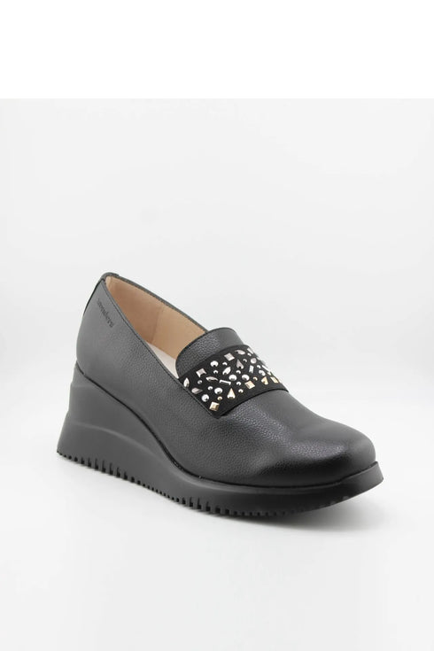 Wonders Studded Wedge Loafer Slip-Ons