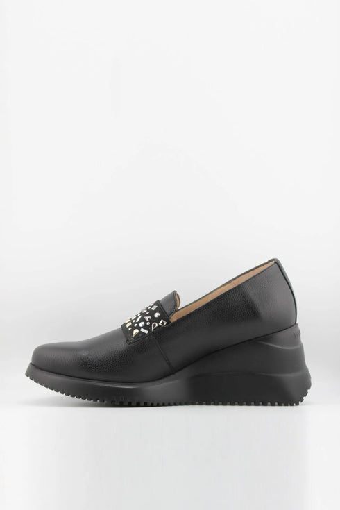 Wonders Studded Wedge Loafer Slip-Ons