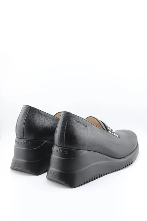 Wonders Studded Wedge Loafer Slip-Ons