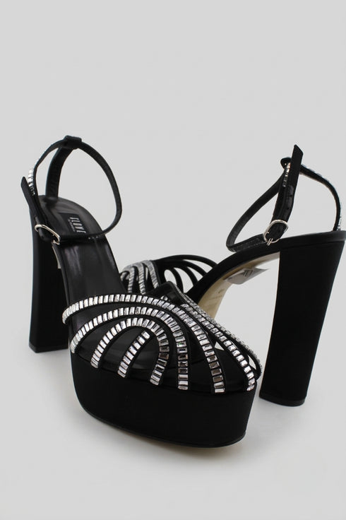 Flower Istanbul Gold, Black, Beige Platform Party Heels
