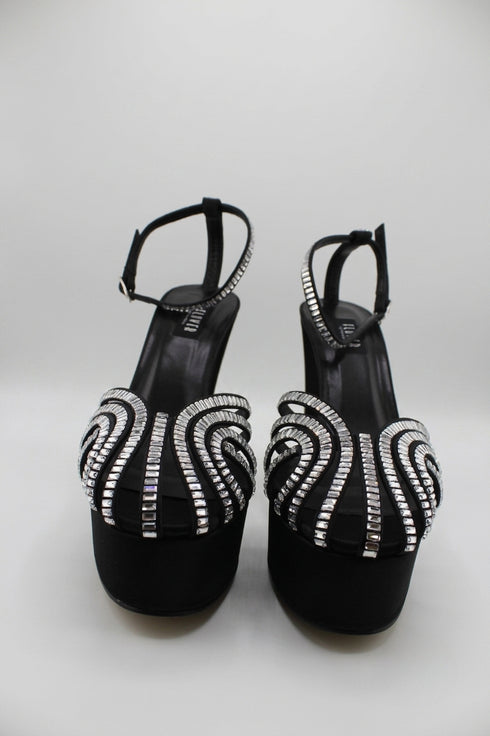 Flower Istanbul Gold, Black, Beige Platform Party Heels