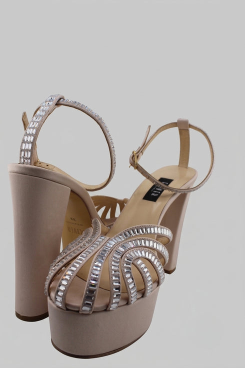 Flower Istanbul Gold, Black, Beige Platform Party Heels