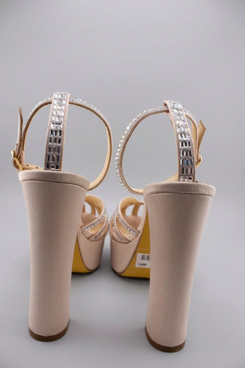 Flower Istanbul Gold, Black, Beige Platform Party Heels