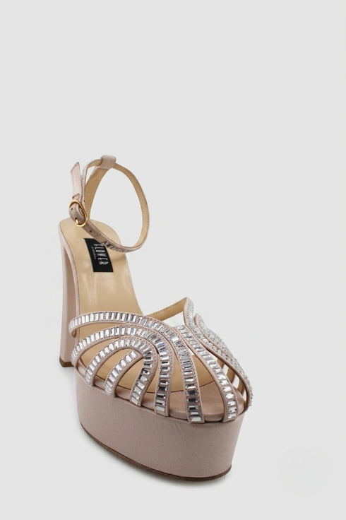 Flower Istanbul Gold, Black, Beige Platform Party Heels