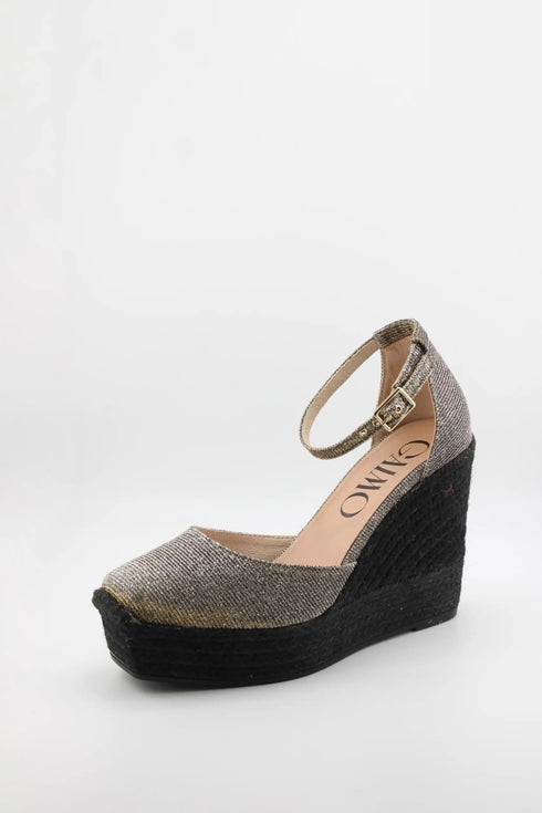 Gaimo Ankle Strap Raffia Platform Wedges