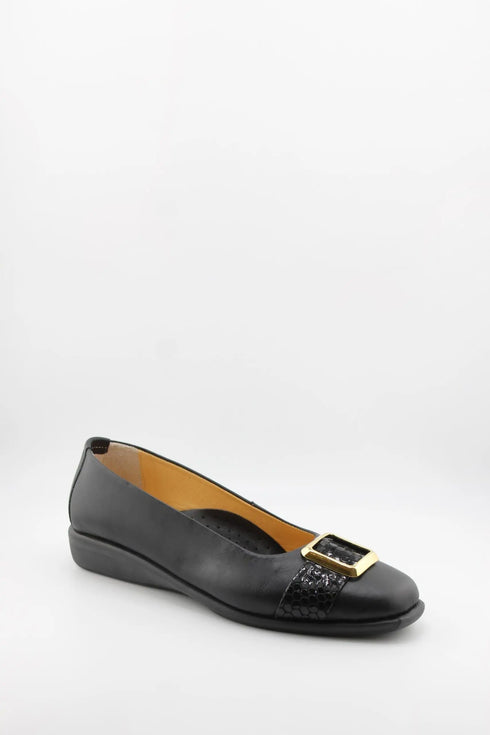 DFC Relax Leather Slip-On Flats with Buckle