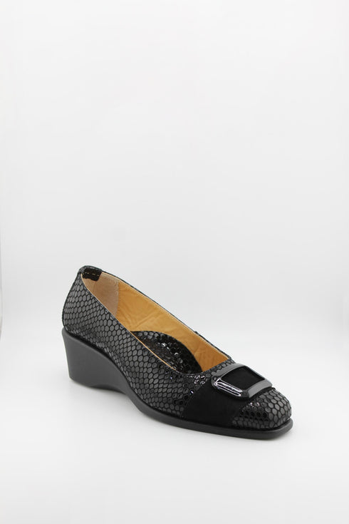 DFC Relax Wedge Heel Patent Loafer with Buckle