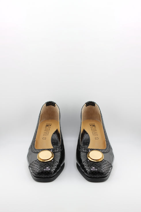 DFC Relax Snake skin Pattern Wedge Loafers with Accent