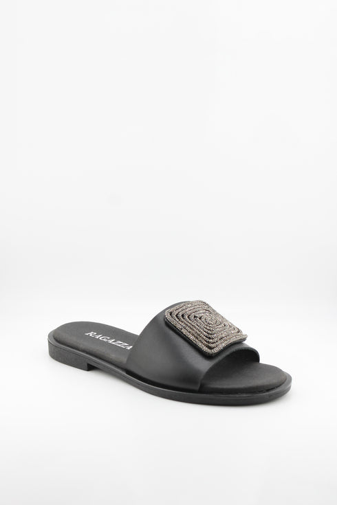 Ragazza Embellished Square Accent Slide Sandals