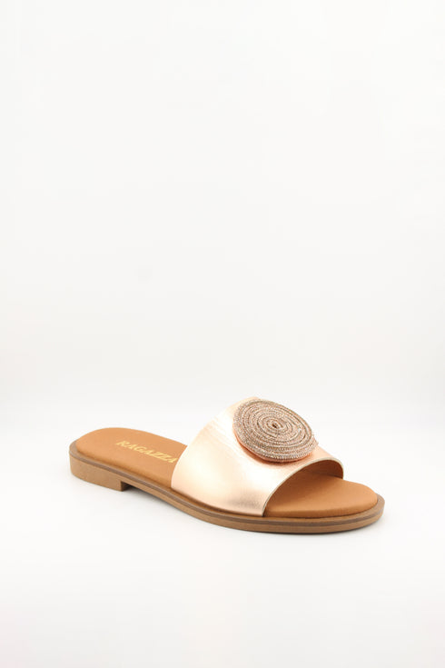 Ragazza Elegant Spiral Embellished Slide Sandals