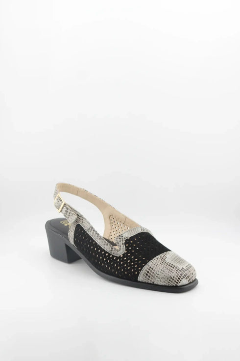 DFC Relax Perforated Slingback Block Heel Shoes