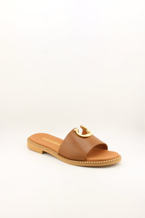 Ragazza Elegant Slide Sandal with Snake Ornament