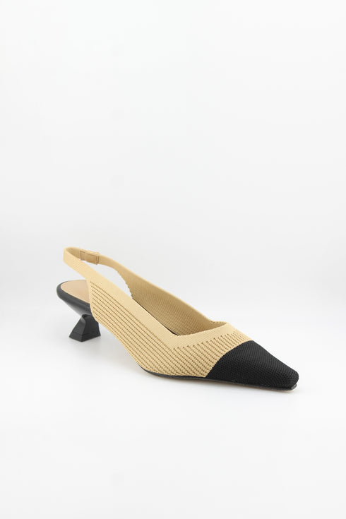 Miss Elastic Slingback Knit Pointed Toe Heels