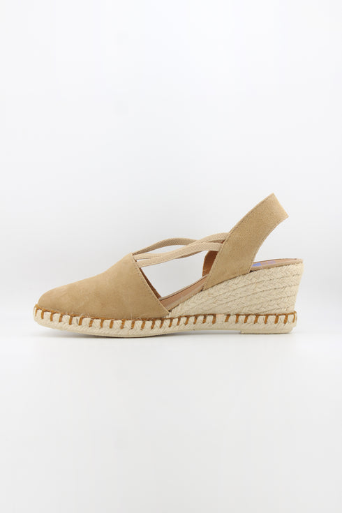 Verbenas Suede Espadrille Wedge Slingback Sandals
